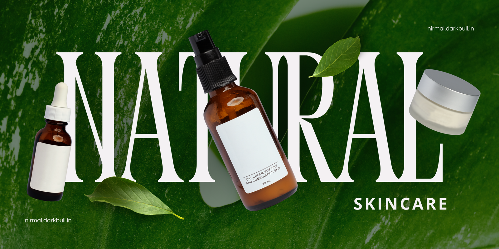 Green and White Minimalist Natural Skincare Banner